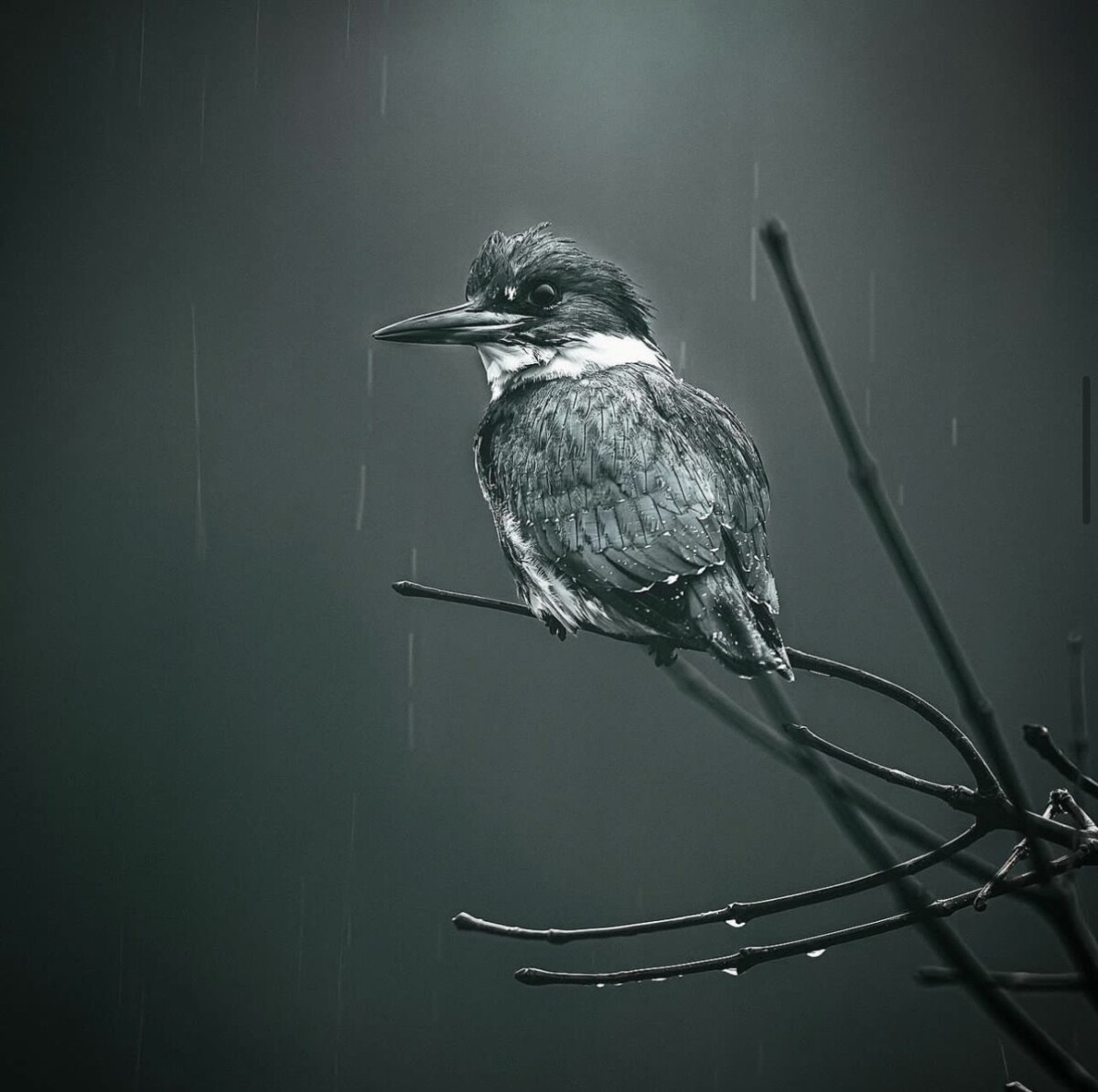1st Place – Kingfisher in the rain by Erik Long